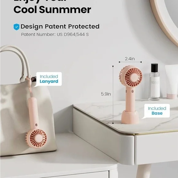 Gaiatop Mini Handheld Fan - Brand New - Pink - Picture 2 of 8